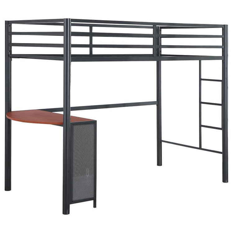 CoasterEssence - Fisher - 2 Piece Metal Workstation Loft Bed Set (Loft Bed And Twin Bed) - Gunmetal - 5th Avenue Furniture