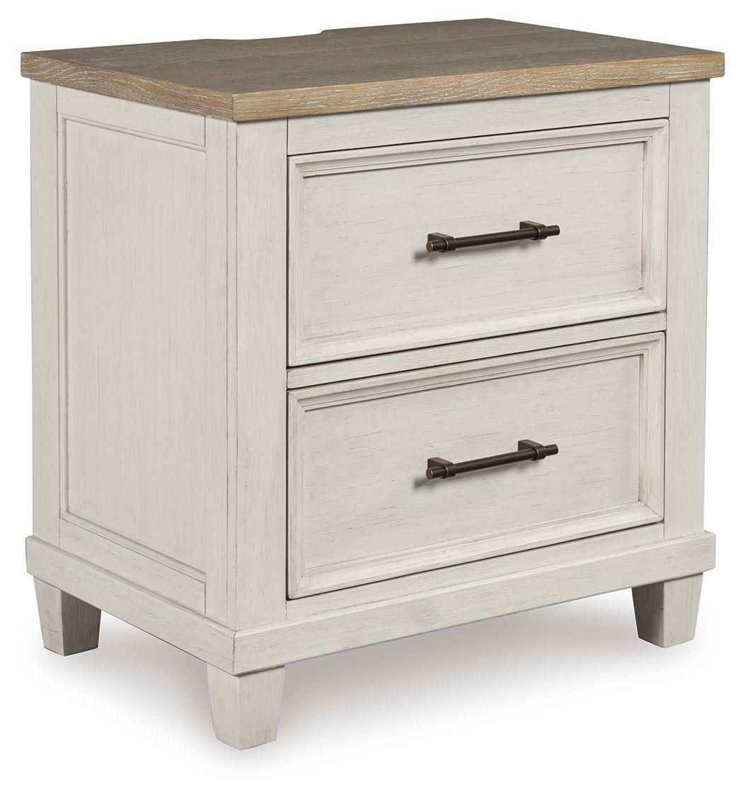 Benchcraft® - Shaybrock - Antique White / Brown - Two Drawer Night Stand - 5th Avenue Furniture