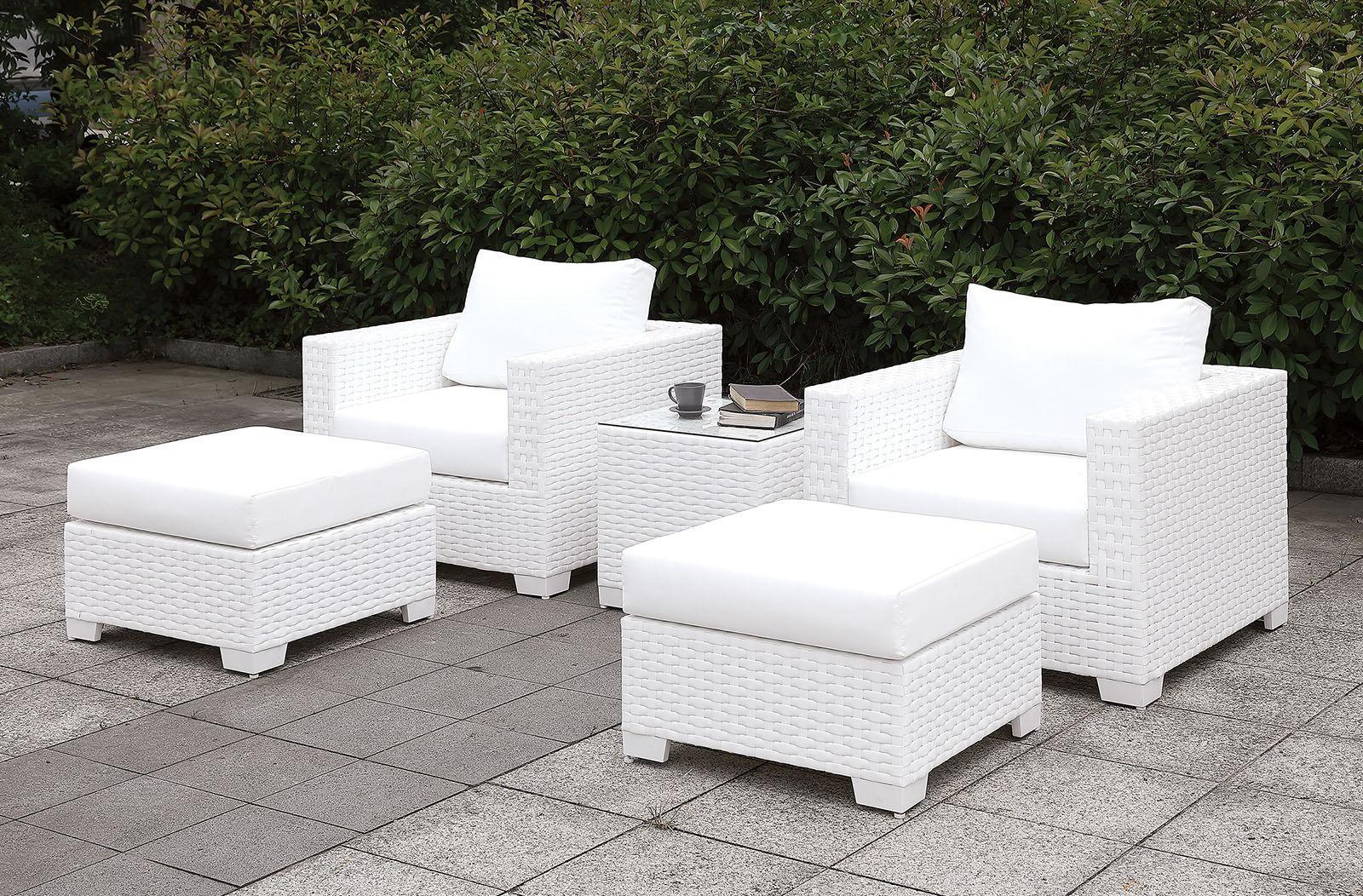 Furniture of America - Somani - 2 Chairs & 2 Ottomans & End Table - White - 5th Avenue Furniture