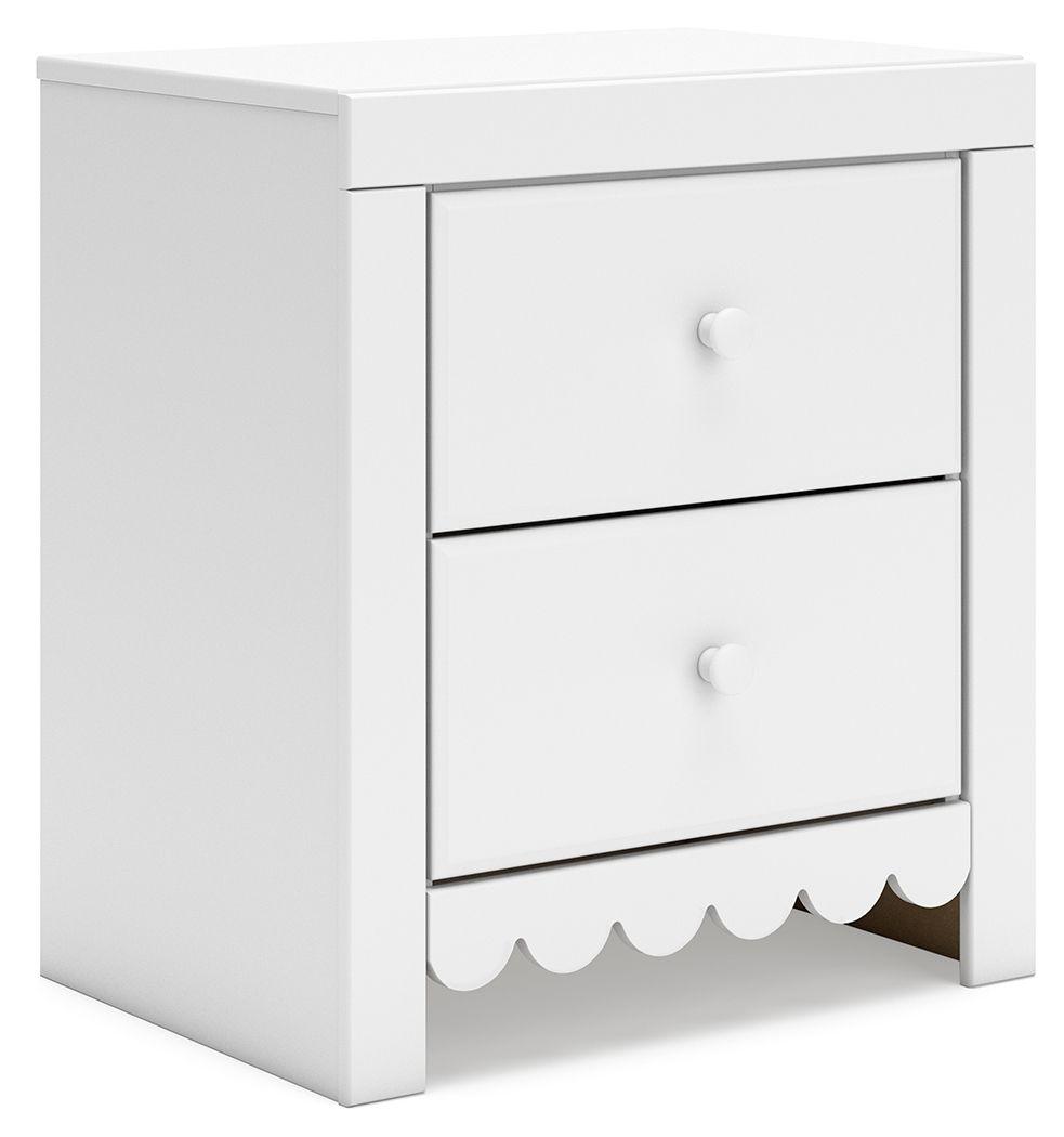 Signature Design by Ashley® - Mollviney - White - Two Drawer Night Stand - 5th Avenue Furniture