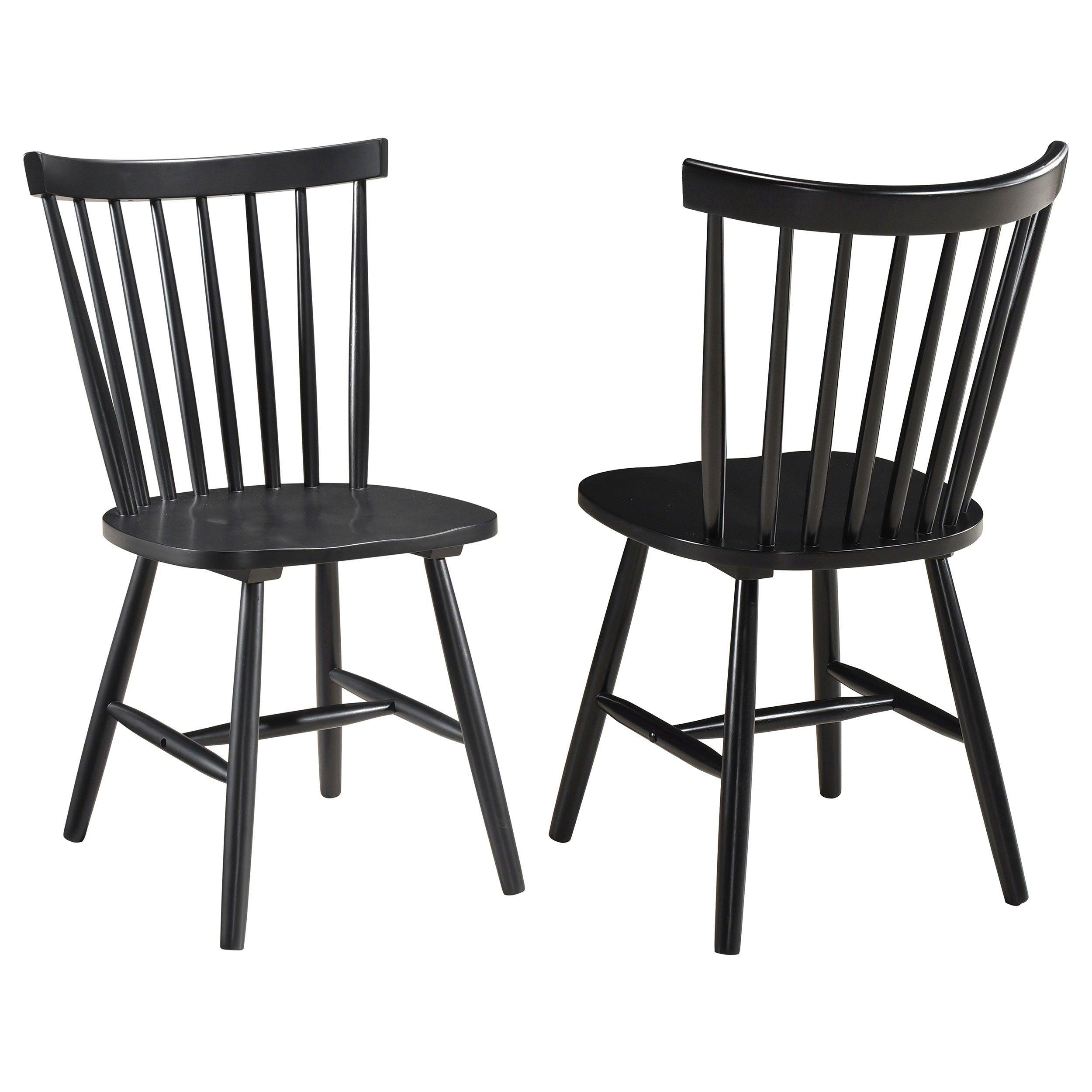 Coaster Fine Furniture - Hollyoak - Windsor Spindle Back Dining Side Chairs (Set Of 2) - Black - 5th Avenue Furniture