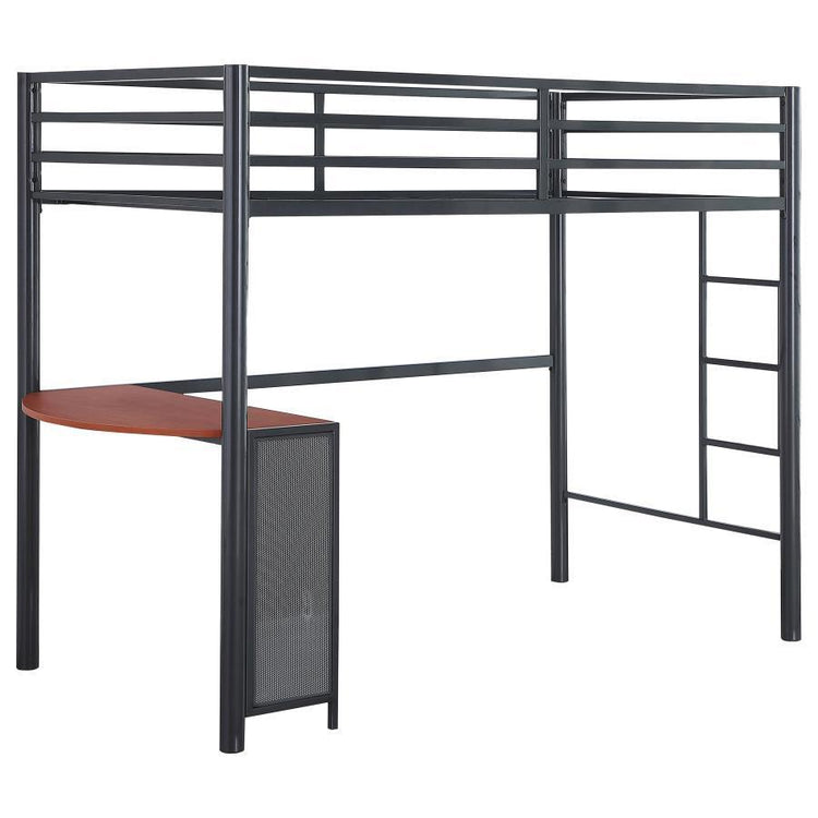 CoasterEssence - Fisher - 2 Piece Metal Workstation Loft Bed Set (Loft Bed And Full Bed) - Gunmetal - 5th Avenue Furniture