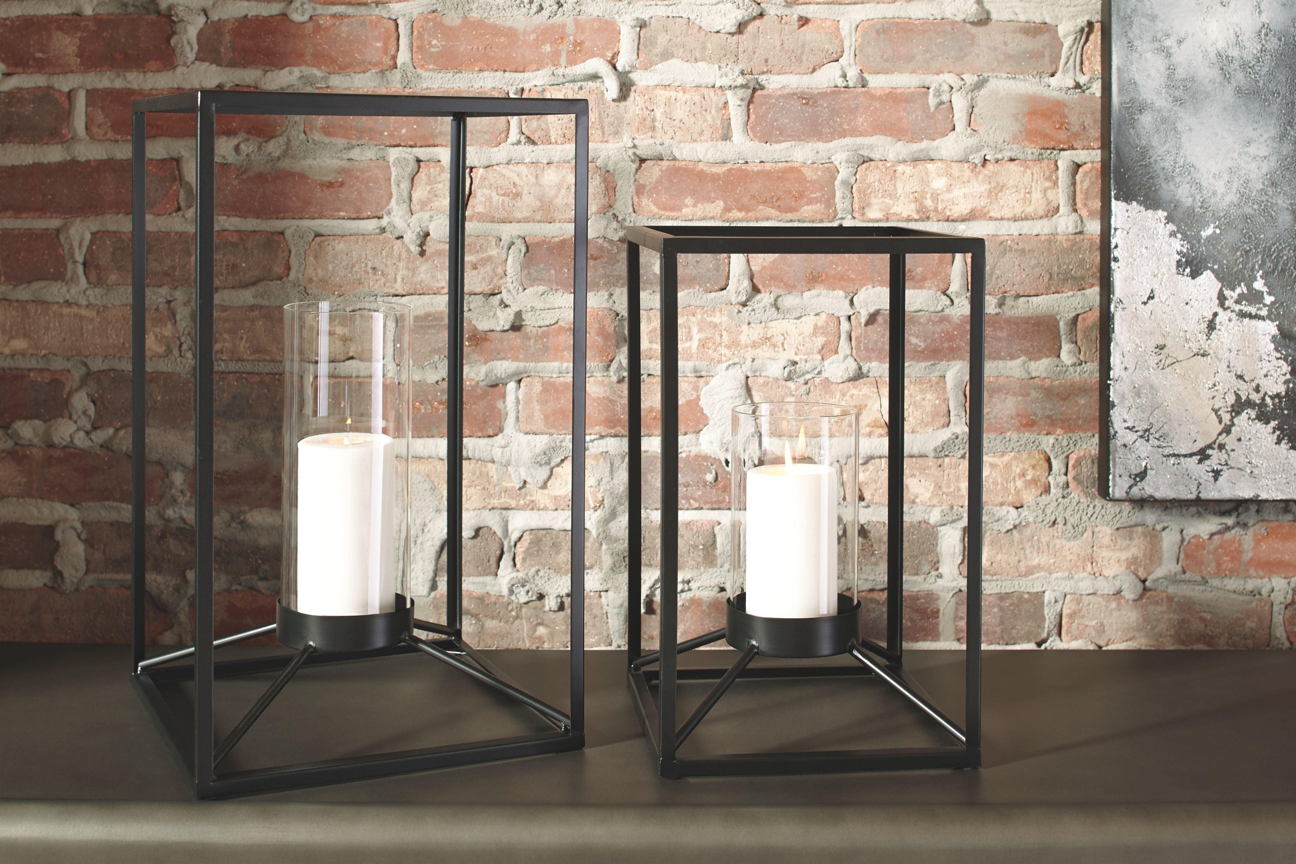 Ashley Furniture - Dimtrois - Black - Lantern Set (Set of 2) - 5th Avenue Furniture