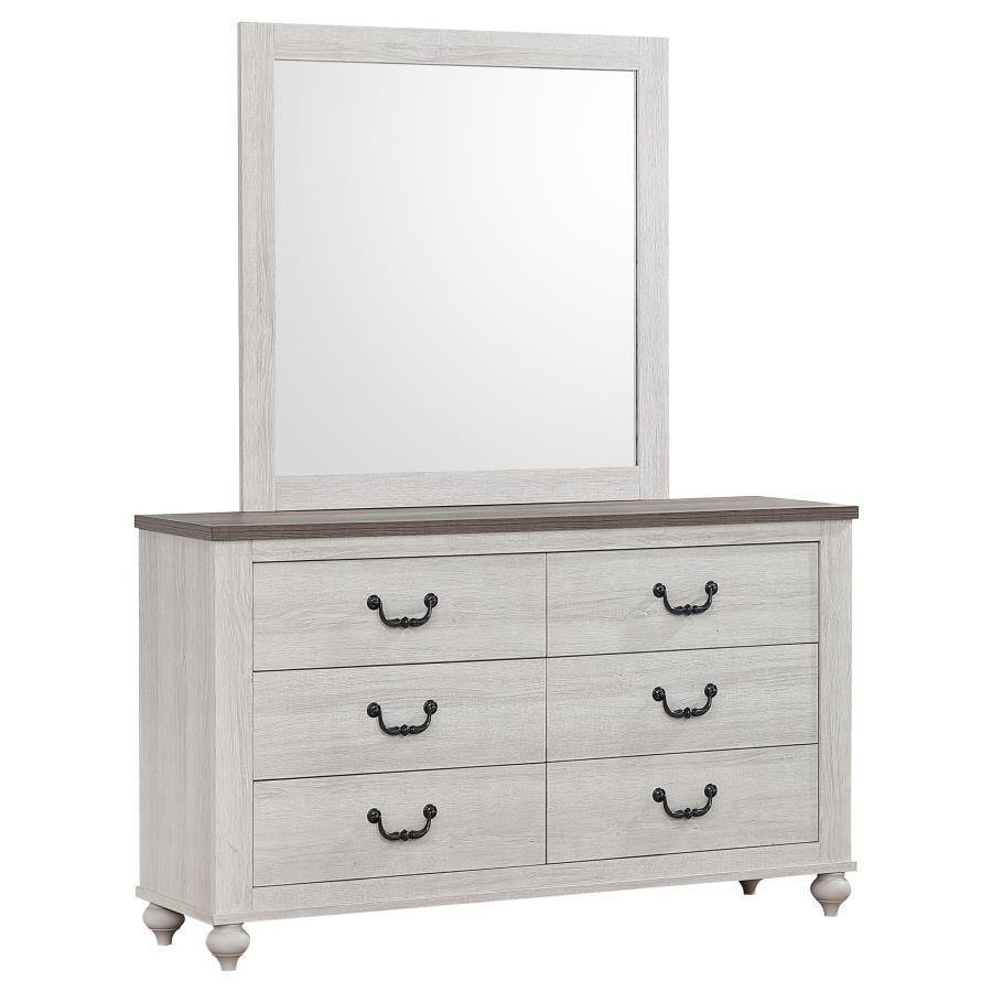 CoasterEveryday - Stillwood - 6-drawer Dresser With Mirror - Vintage Linen - 5th Avenue Furniture