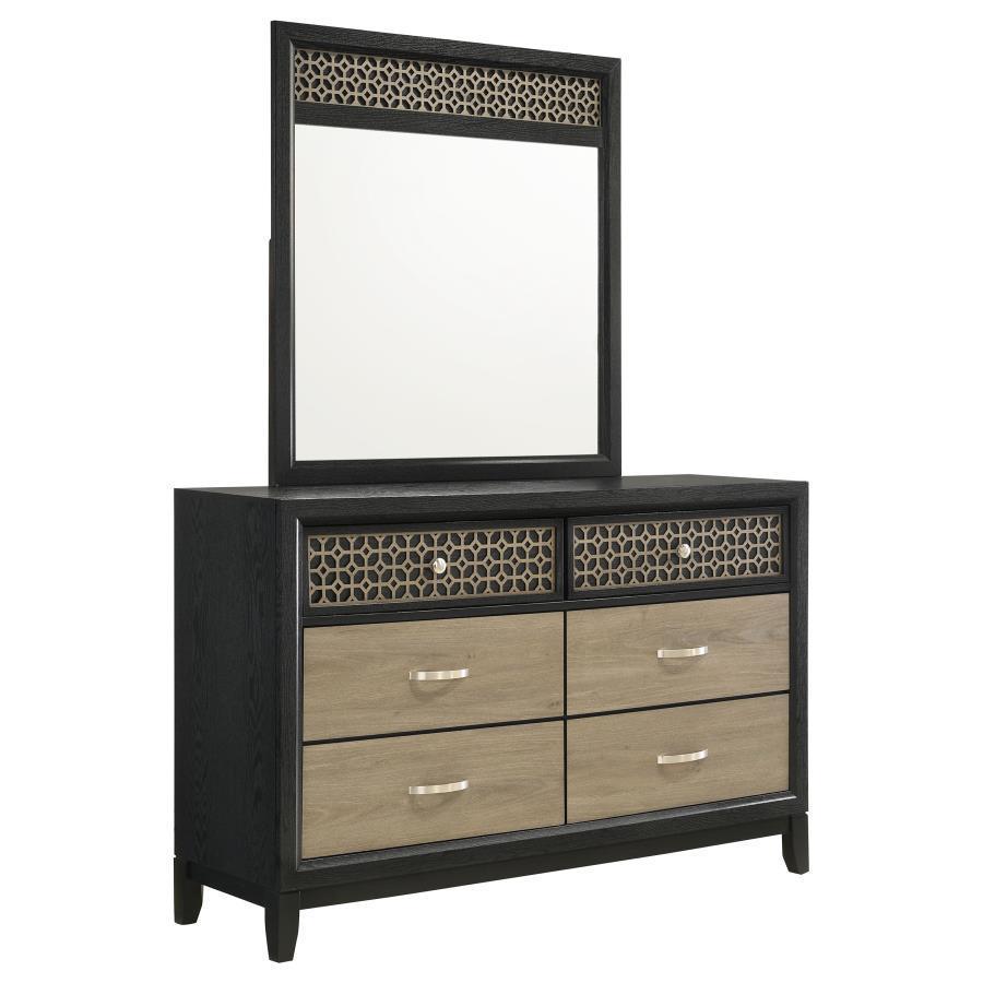 Coaster Fine Furniture - Valencia - 6-drawer Dresser With Mirror - Light Brown And Black - 5th Avenue Furniture