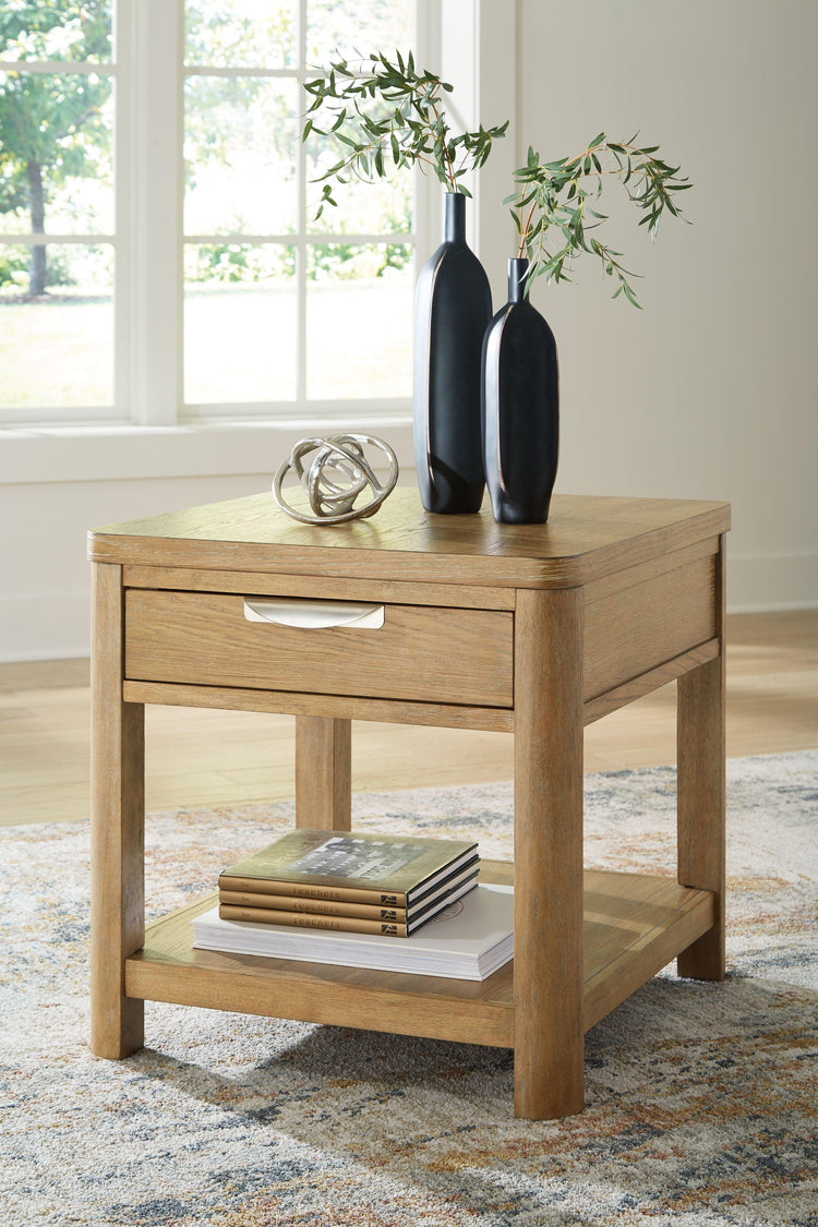 Signature Design by Ashley® - Rencott - Light Brown - Rectangular End Table - 5th Avenue Furniture