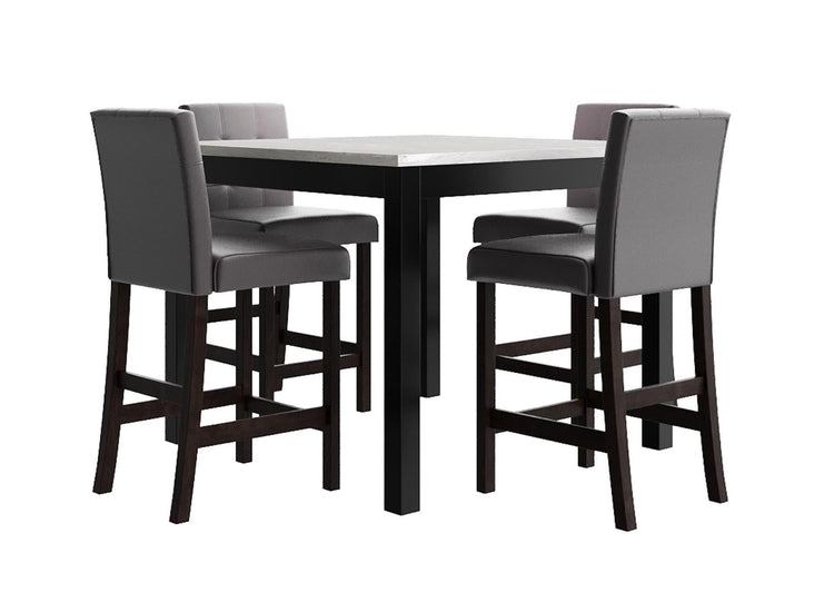 Global Furniture USA - D4052 - 5pc Counter Height Set - Gray - 5th Avenue Furniture