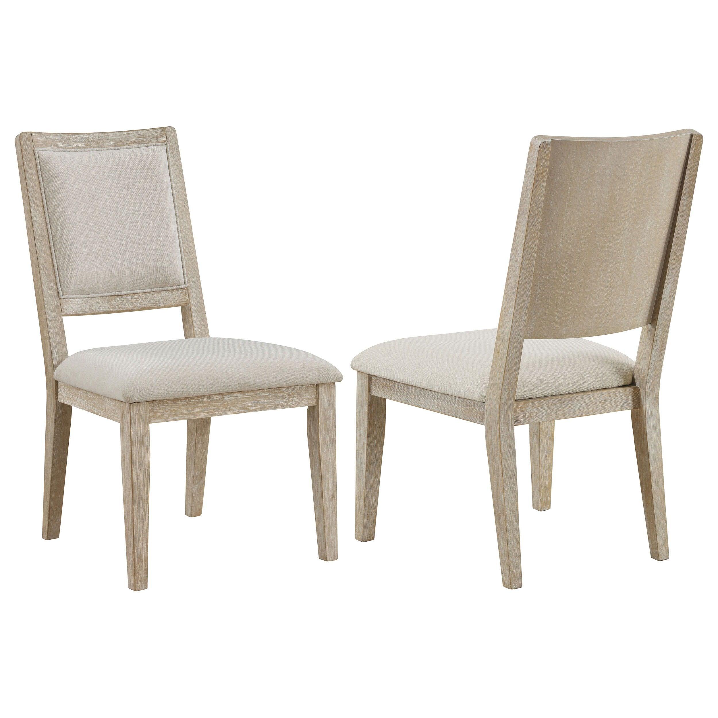 Coaster Fine Furniture - Trofello - Upholstered Dining Side Chair (Set Of 2) - White Washed And Beige - 5th Avenue Furniture