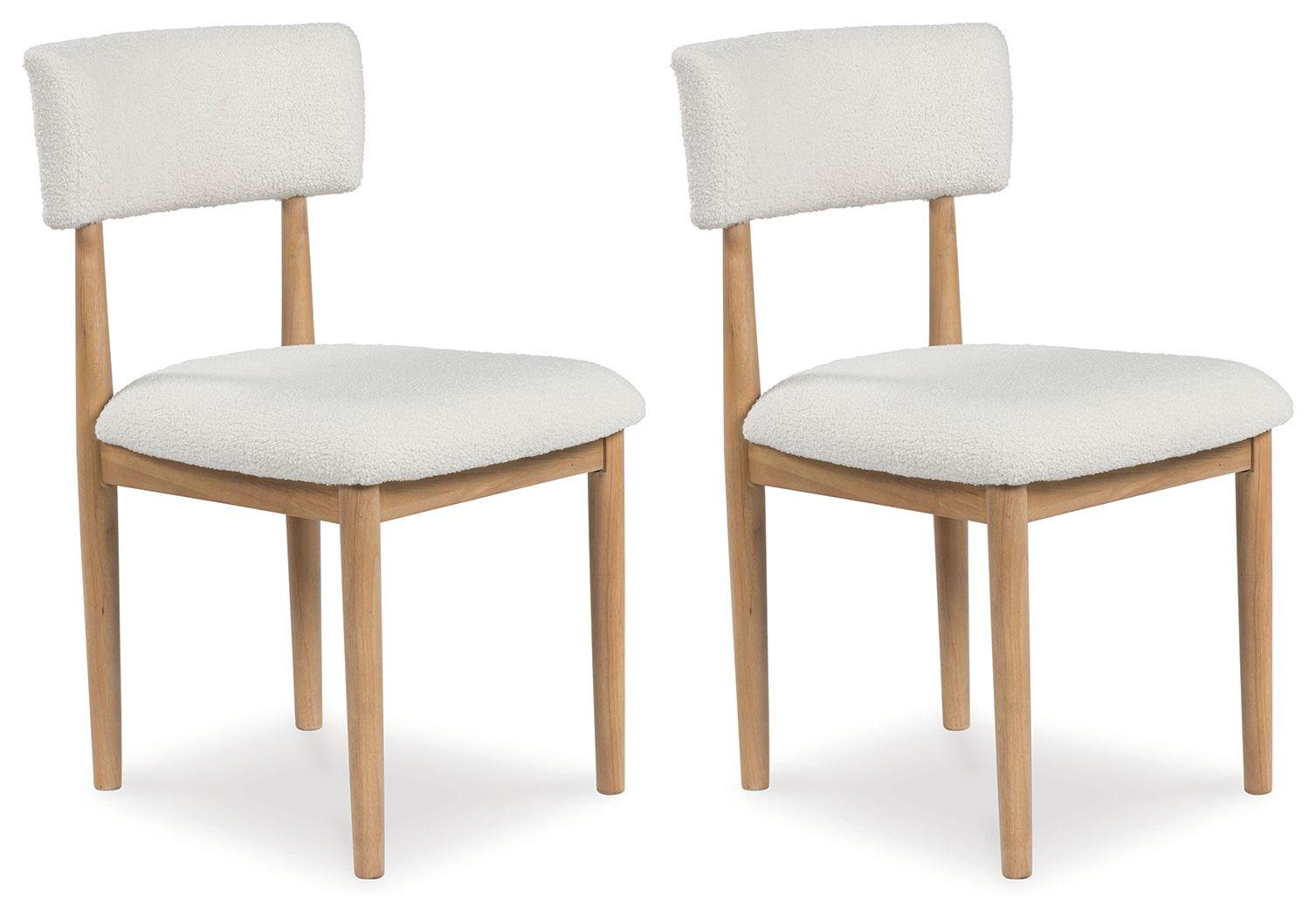 Signature Design by Ashley® - Sawdyn - White / Light Brown - Dining Upholstered Side Chair (Set of 2) - 5th Avenue Furniture