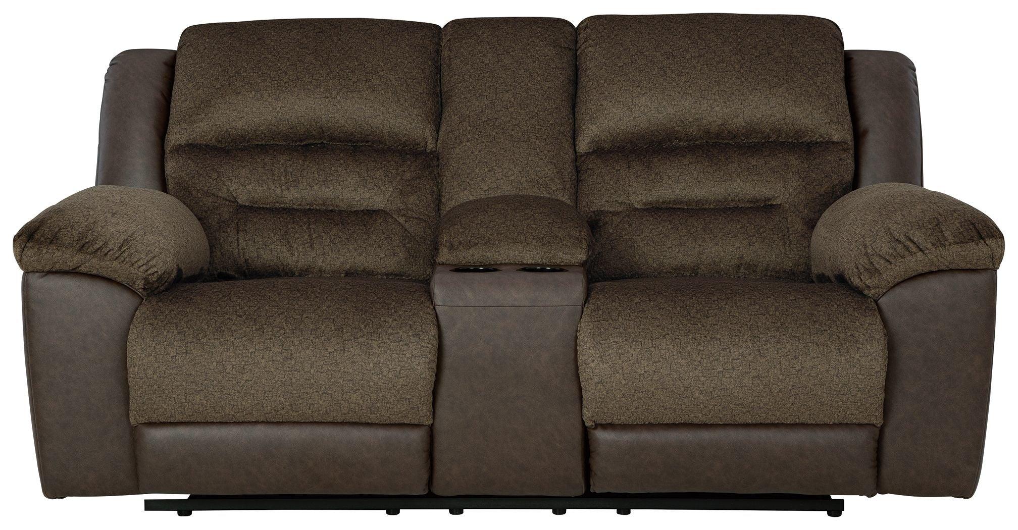 Benchcraft® - Dorman - Chocolate - Dbl Reclining Loveseat With Console - 5th Avenue Furniture