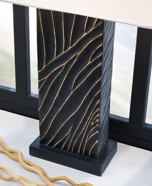 Signature Design by Ashley® - Bartlen - Black / Gold Finish - Poly Table Lamp - 5th Avenue Furniture