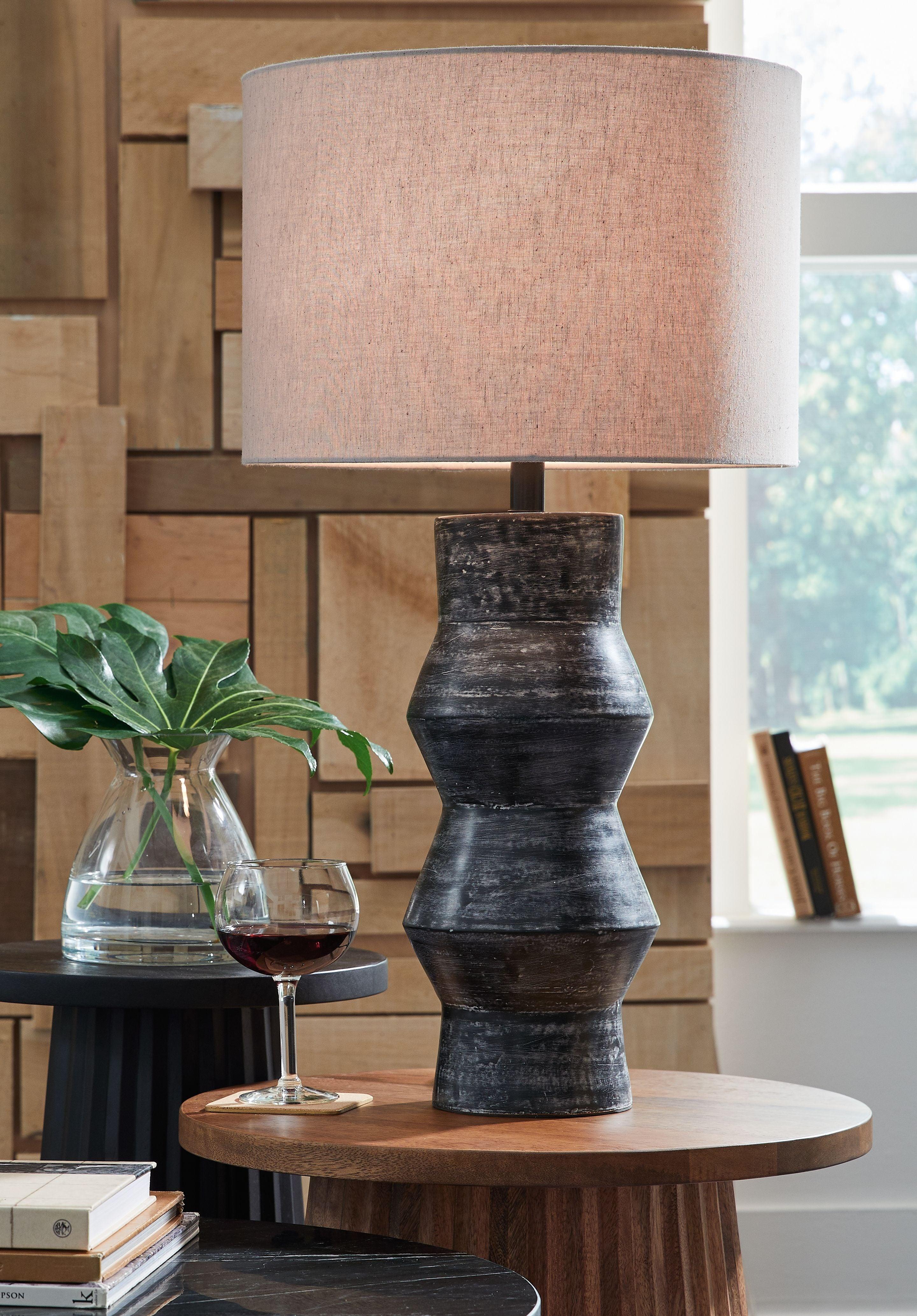 Signature Design by Ashley® - Kerbert - Distressed Black - Terracotta Table Lamp - 5th Avenue Furniture