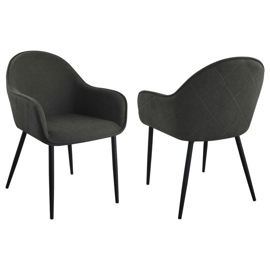 Coaster Fine Furniture - Emma - Upholstered Dining Arm Chair (Set of 2) - Charcoal And Black - 5th Avenue Furniture