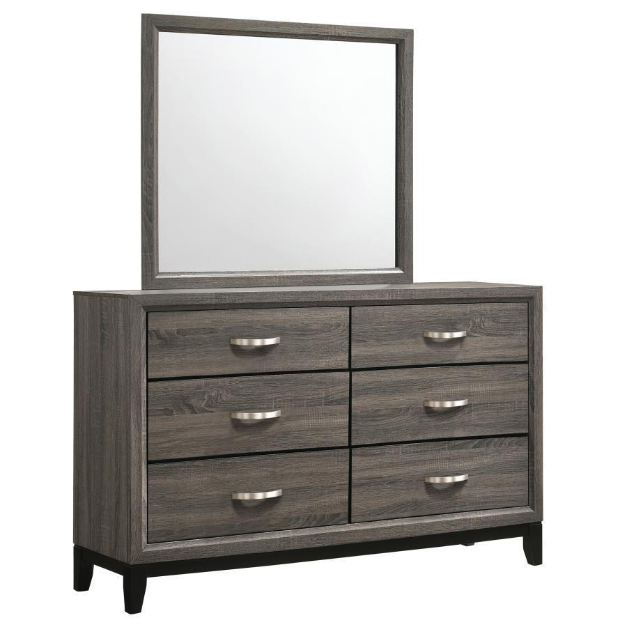 CoasterEveryday - Watson - 6-drawer Dresser With Mirror - Grey Oak And Black - 5th Avenue Furniture