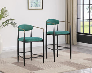 Coaster Fine Furniture - Tina - Metal Counter Height Bar Stool With Upholstered Back And Seat (Set of 2) - 5th Avenue Furniture