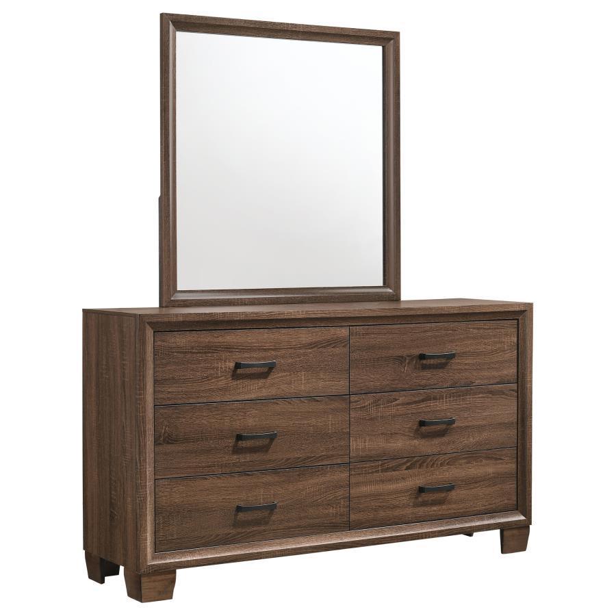 CoasterEveryday - Brandon - 6-drawer Dresser With Mirror - Medium Warm Brown - 5th Avenue Furniture