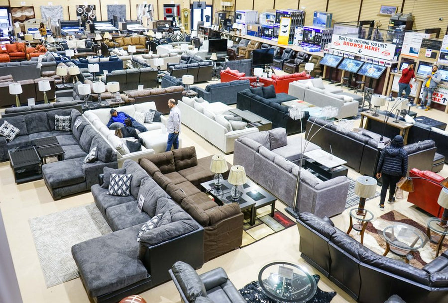 Interior of the Detroit furniture showroom on Livernois Avenue