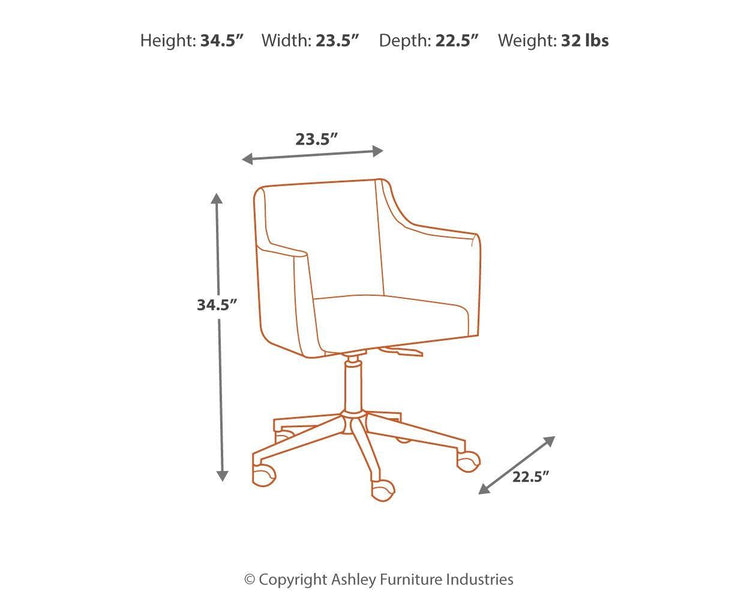 Ashley Furniture - Baraga - White - Home Office Swivel Desk Chair - 5th Avenue Furniture