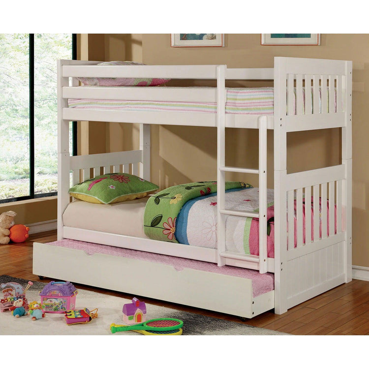 Furniture of America - Canberra - Twin Over Twin Bunk Bed - White - 5th Avenue Furniture