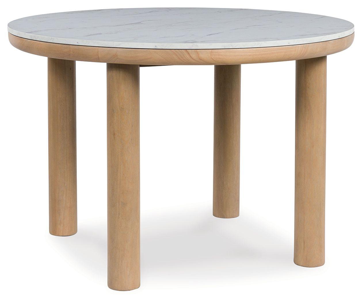 Signature Design by Ashley® - Sawdyn - Light Brown - Round Dining Room Table - 5th Avenue Furniture