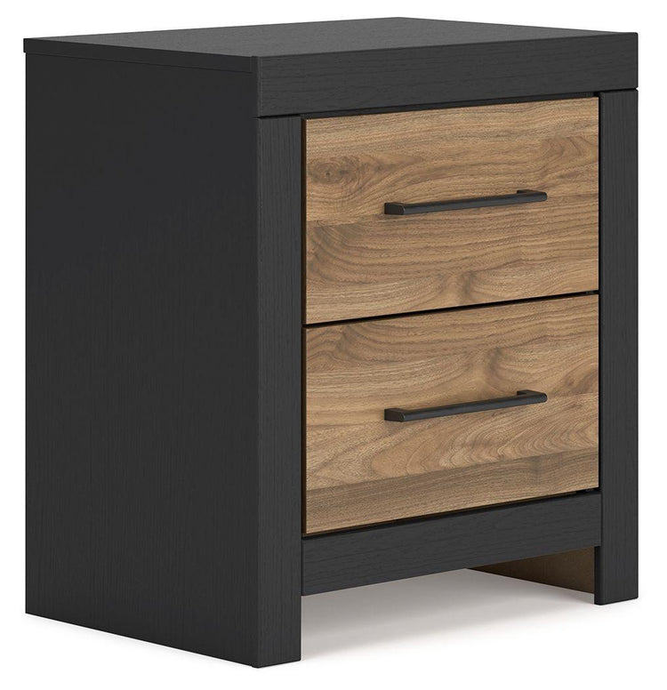 Signature Design by Ashley® - Vertani - Black / Honey Brown - Two Drawer Night Stand - 5th Avenue Furniture