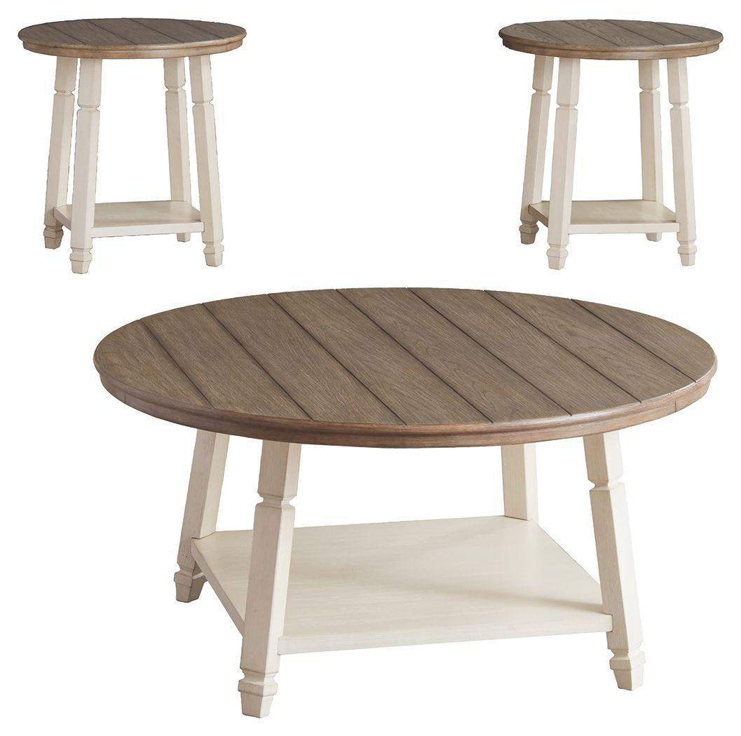 Ashley Furniture - Bolanbrook - White / Brown / Beige - Occasional Table Set (Set of 3) - 5th Avenue Furniture