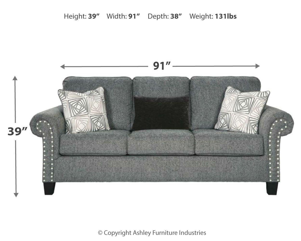 Ashley Furniture - Agleno - Charcoal - Sofa - 5th Avenue Furniture