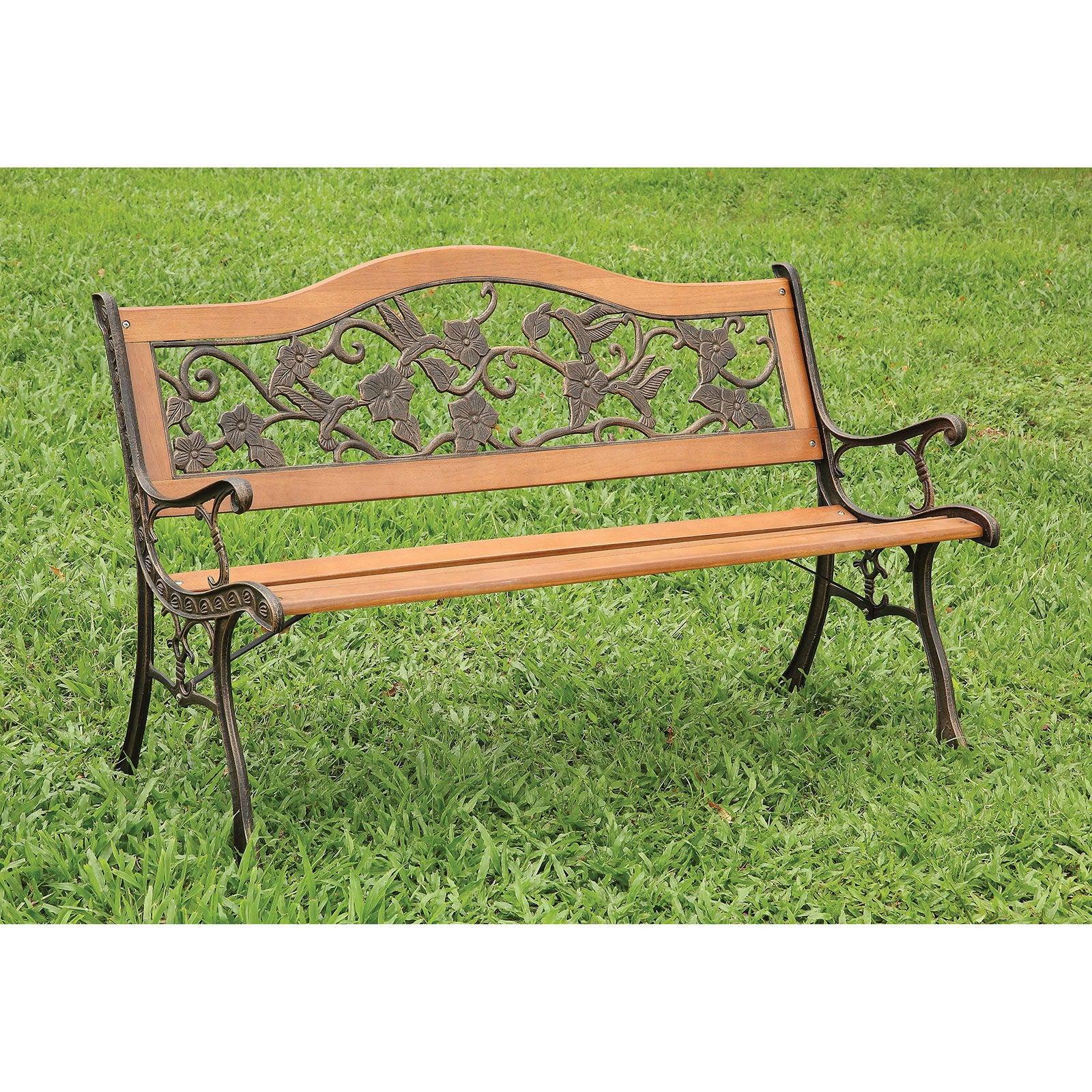 Furniture of America - Alba - Patio Wooden Bench - Antique Oak - 5th Avenue Furniture