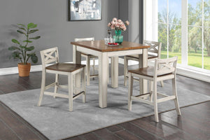 Steve Silver Furniture - Lindale - 5 Piece Counter Dining Set - White - 5th Avenue Furniture