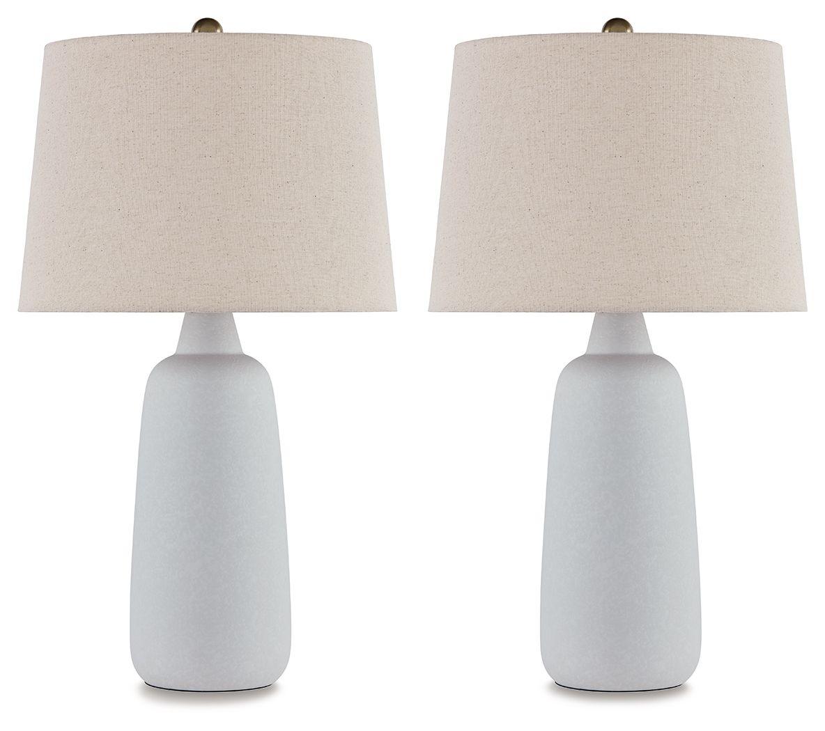 Signature Design by Ashley® - Avianic - White - Ceramic Table Lamp (Set of 2) - 5th Avenue Furniture