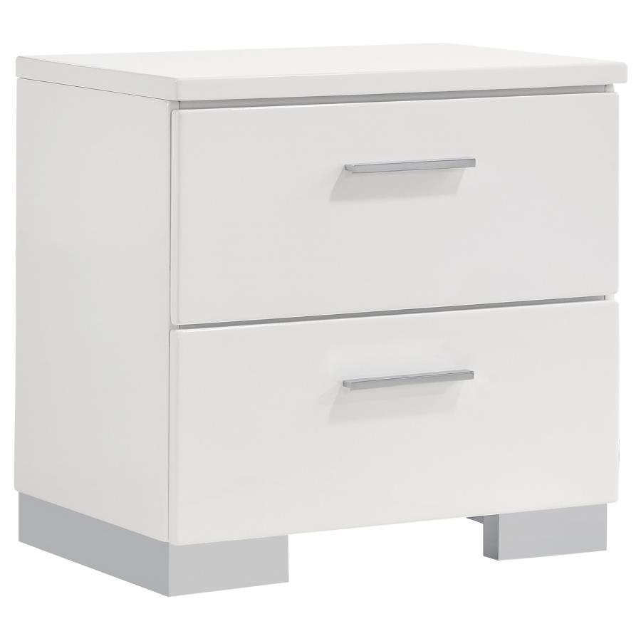CoasterEssence - Felicity - 2-Drawer Nightstand - Glossy White - 5th Avenue Furniture