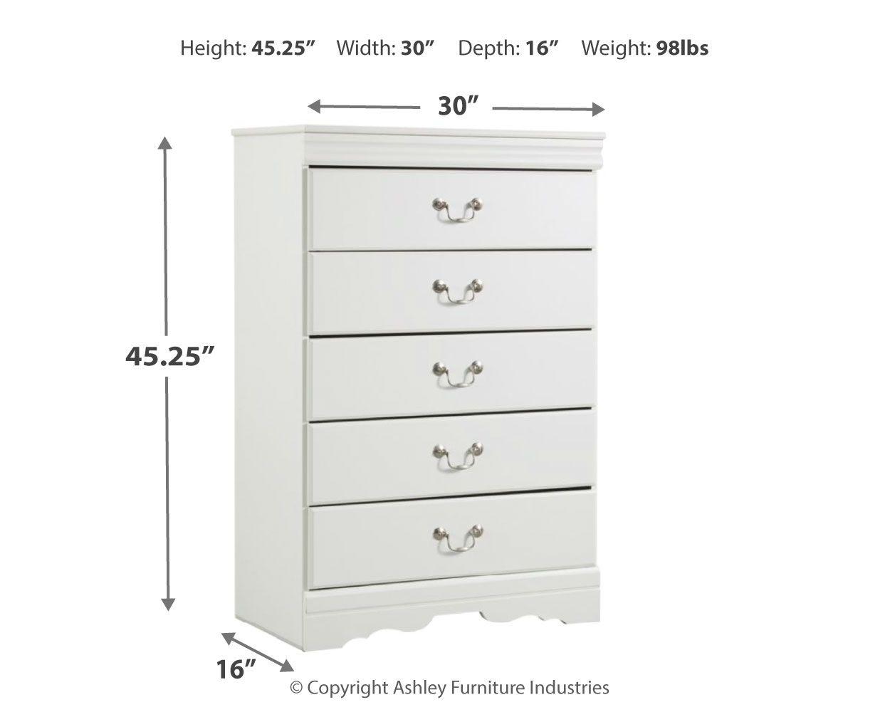Ashley Furniture - Anarasia - White - Five Drawer Chest - 5th Avenue Furniture