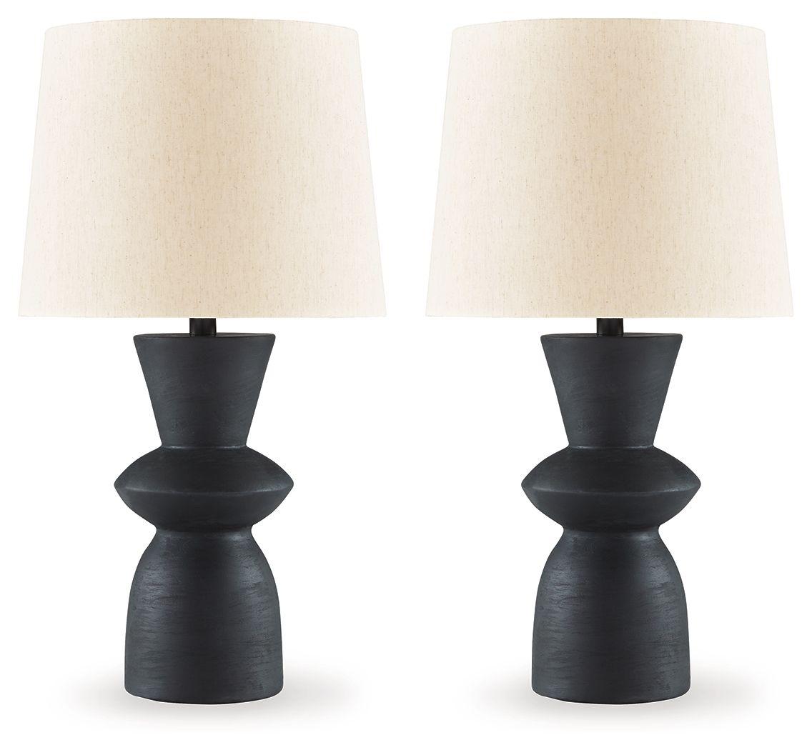 Signature Design by Ashley® - Scarbot - Distressed Black - Paper Table Lamp (Set of 2) - 5th Avenue Furniture