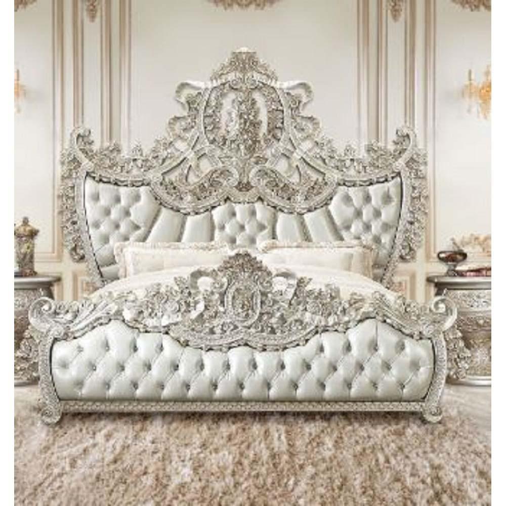 ACME - Sandoval - Eastern King Bed - Beige PU & Champagne Finish - 5th Avenue Furniture