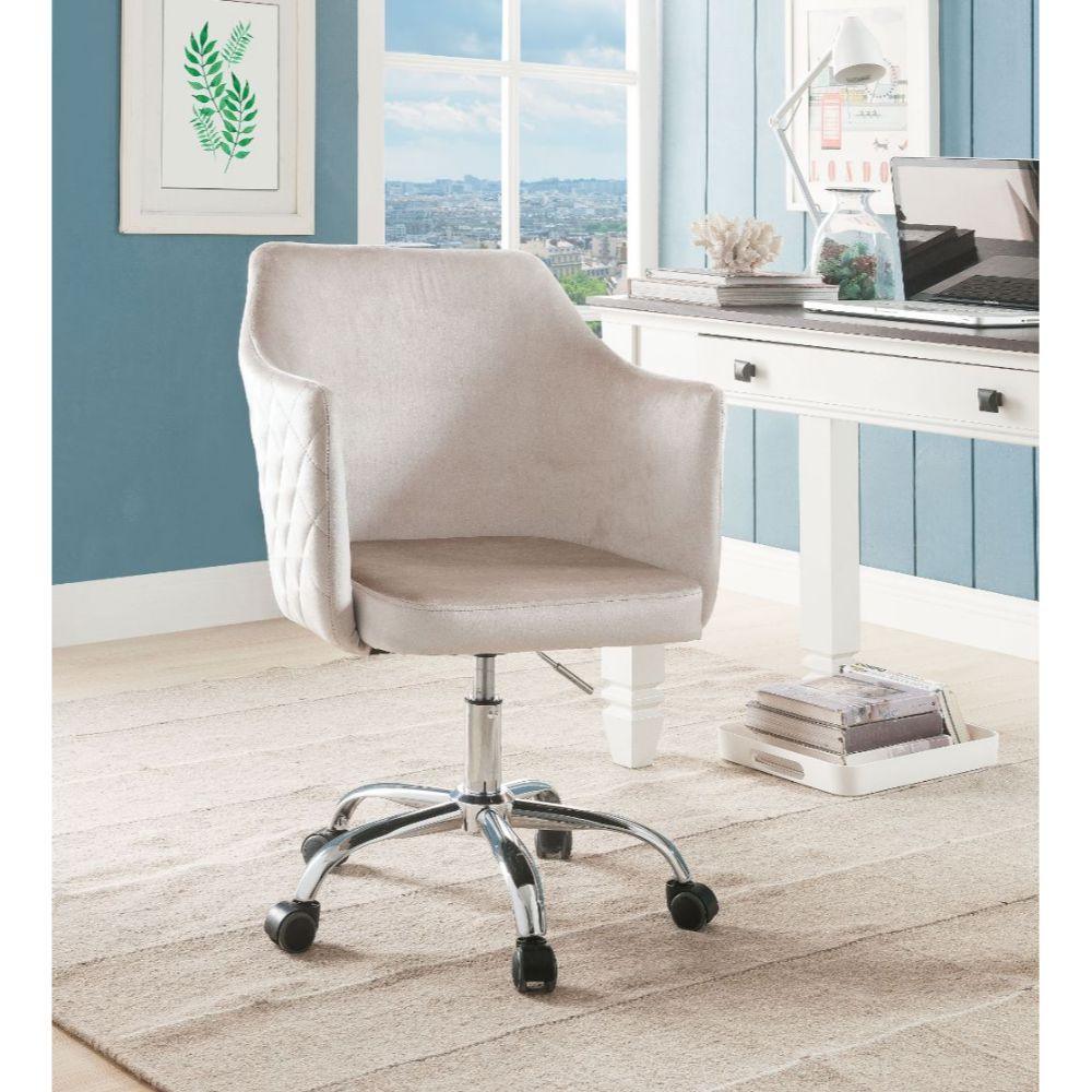 ACME - Cosgair - Office Chair - Champagne Velvet & Chrome - 5th Avenue Furniture