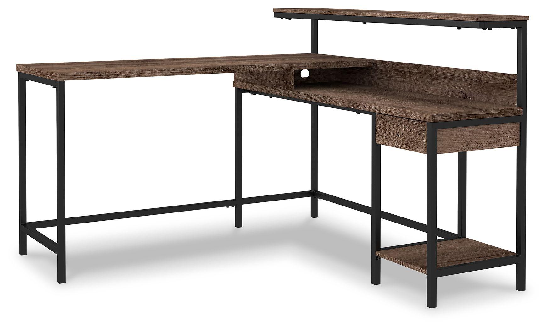 Ashley Furniture - Arlenbry - Gray - L-desk With Storage - 5th Avenue Furniture