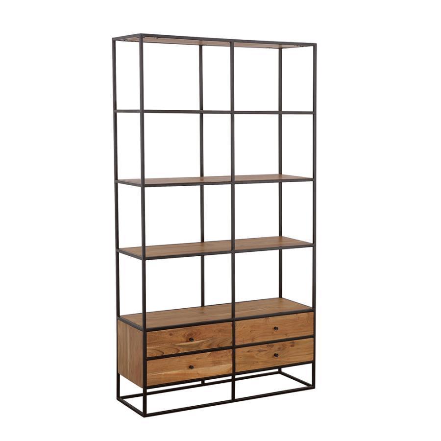 CoasterElevations - Belcroft - 4-Drawer Etagere - Natural Acacia And Black - 5th Avenue Furniture