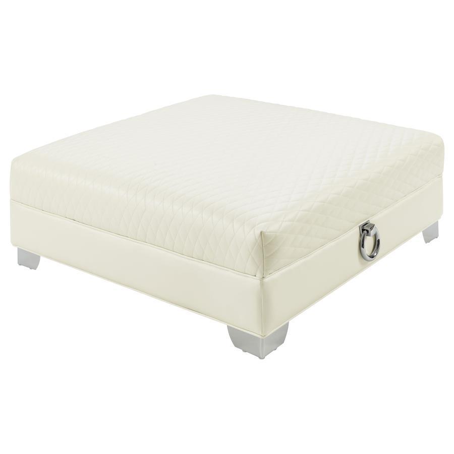CoasterElevations - Chaviano - Upholstered Ottoman - Pearl White - 5th Avenue Furniture