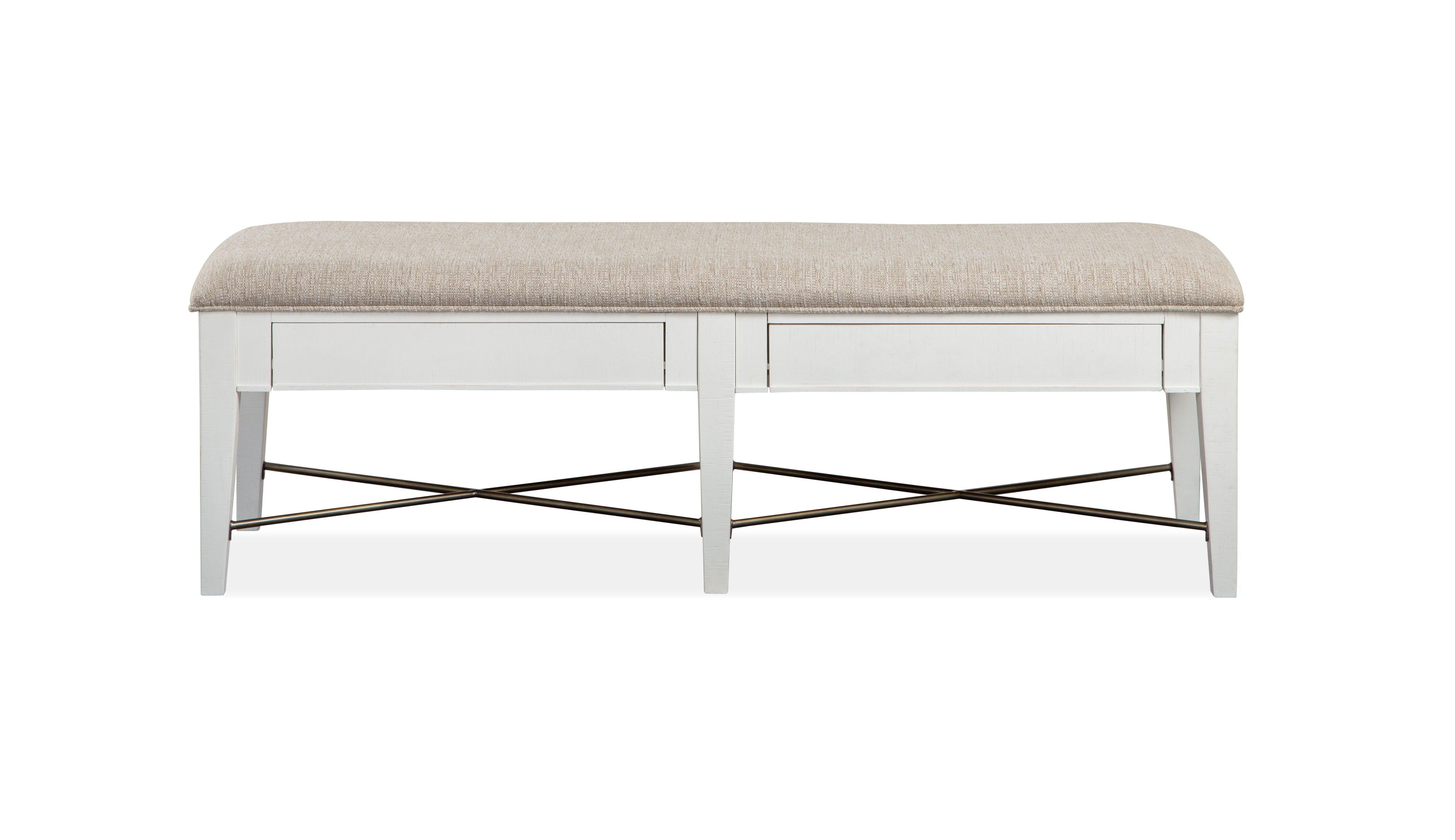 Magnussen Furniture - Heron Cove - Bench With Upholstered Seat - Chalk White - 5th Avenue Furniture