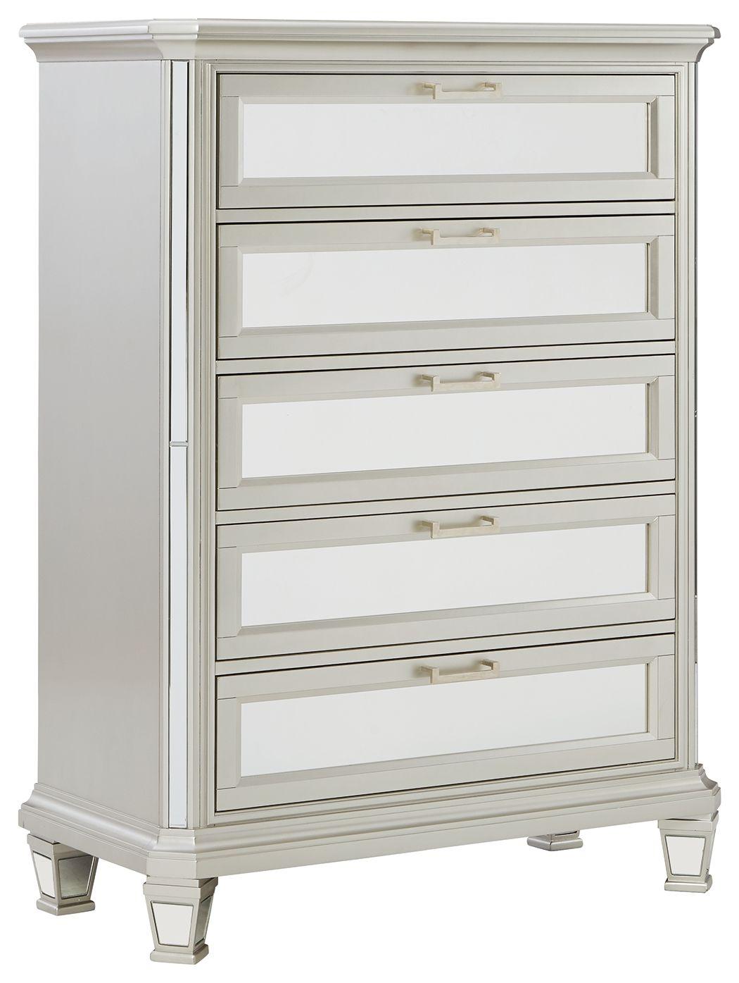 Signature Design by Ashley® - Lindenfield - Silver - Five Drawer Chest - 5th Avenue Furniture