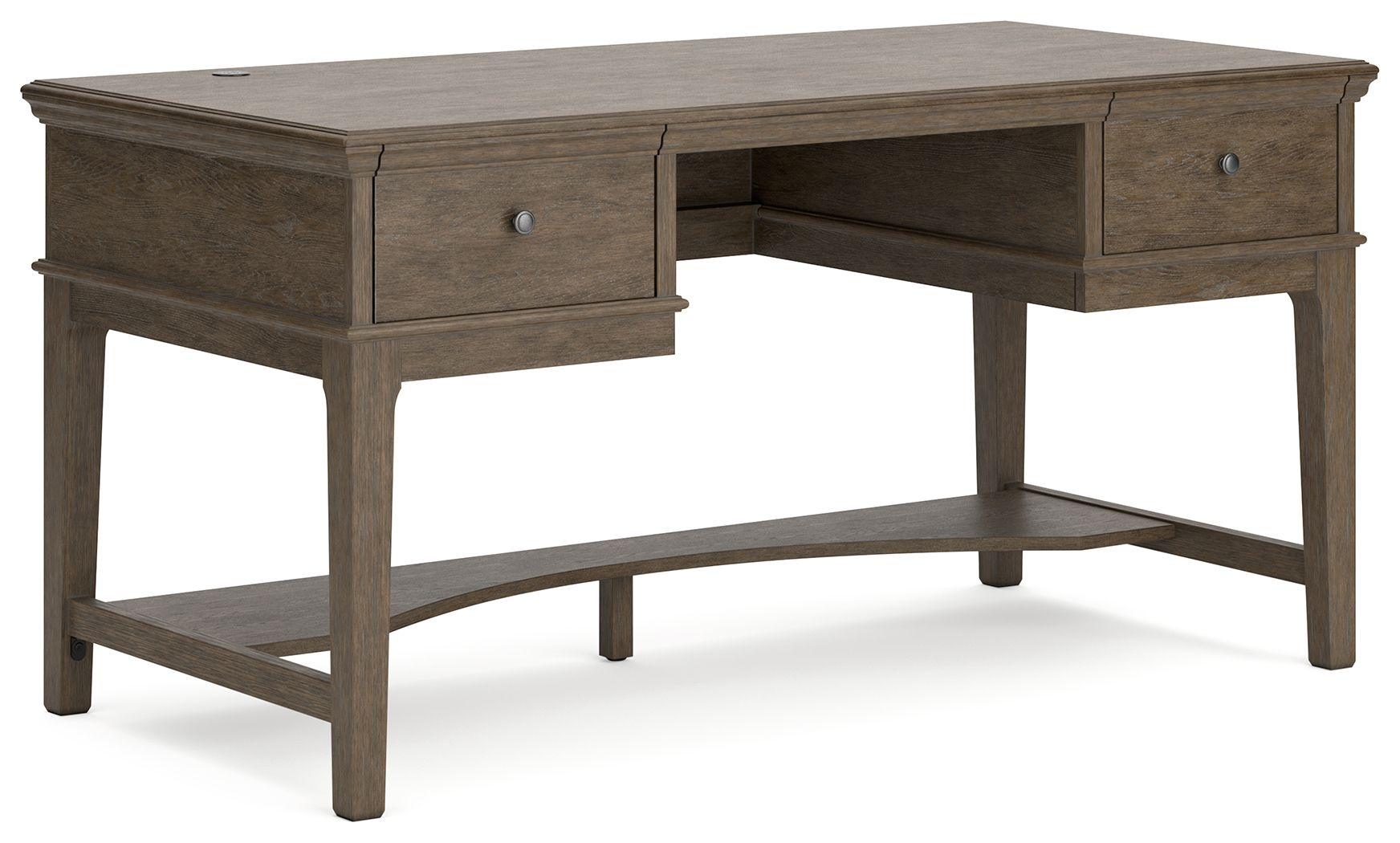 Signature Design by Ashley® - Janismore - Weathered Gray - Home Office Storage Leg Desk - 5th Avenue Furniture
