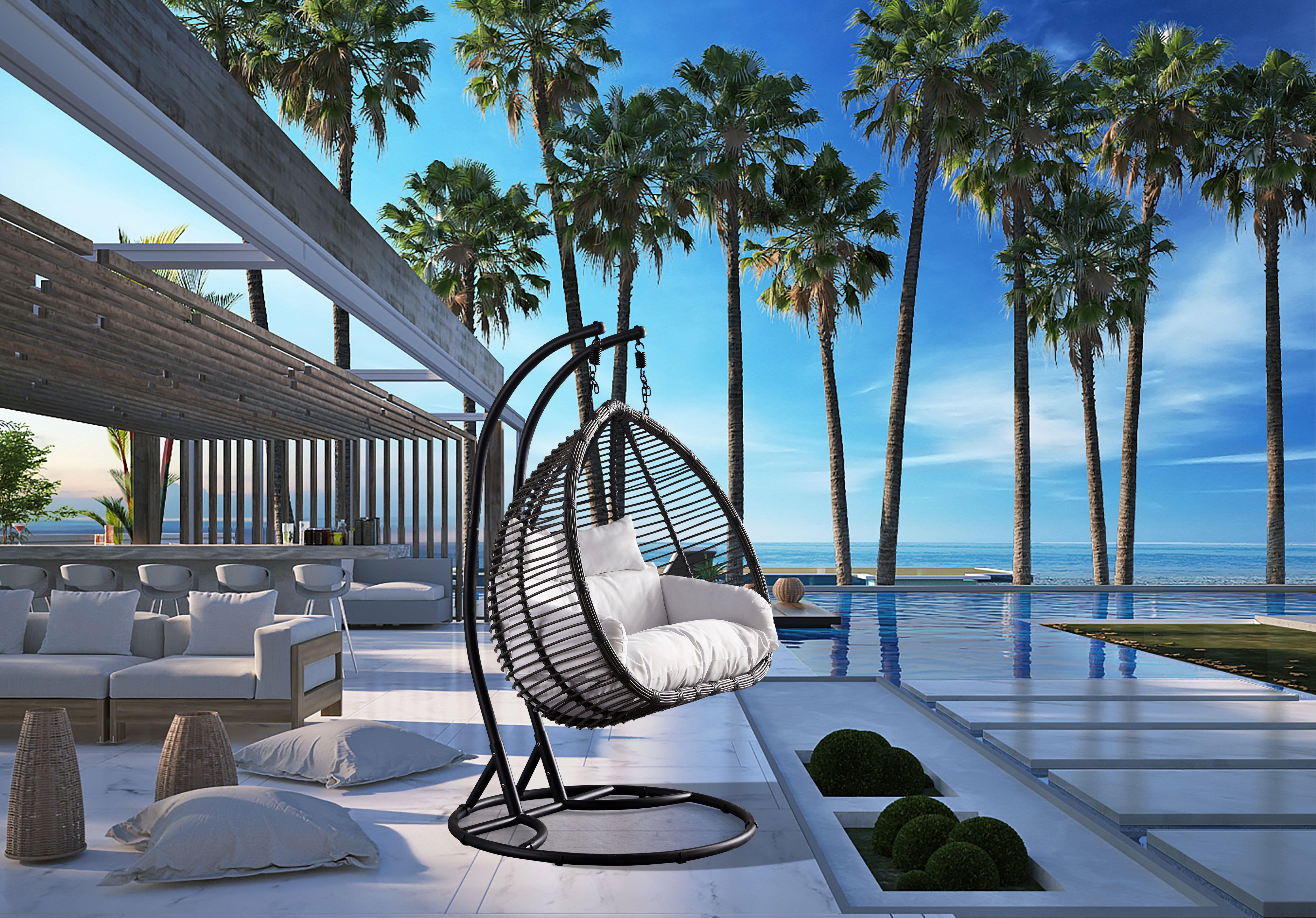 Meridian Furniture - Tarzan - Outdoor Patio Swing Chair - Dark Gray - Steel - 5th Avenue Furniture