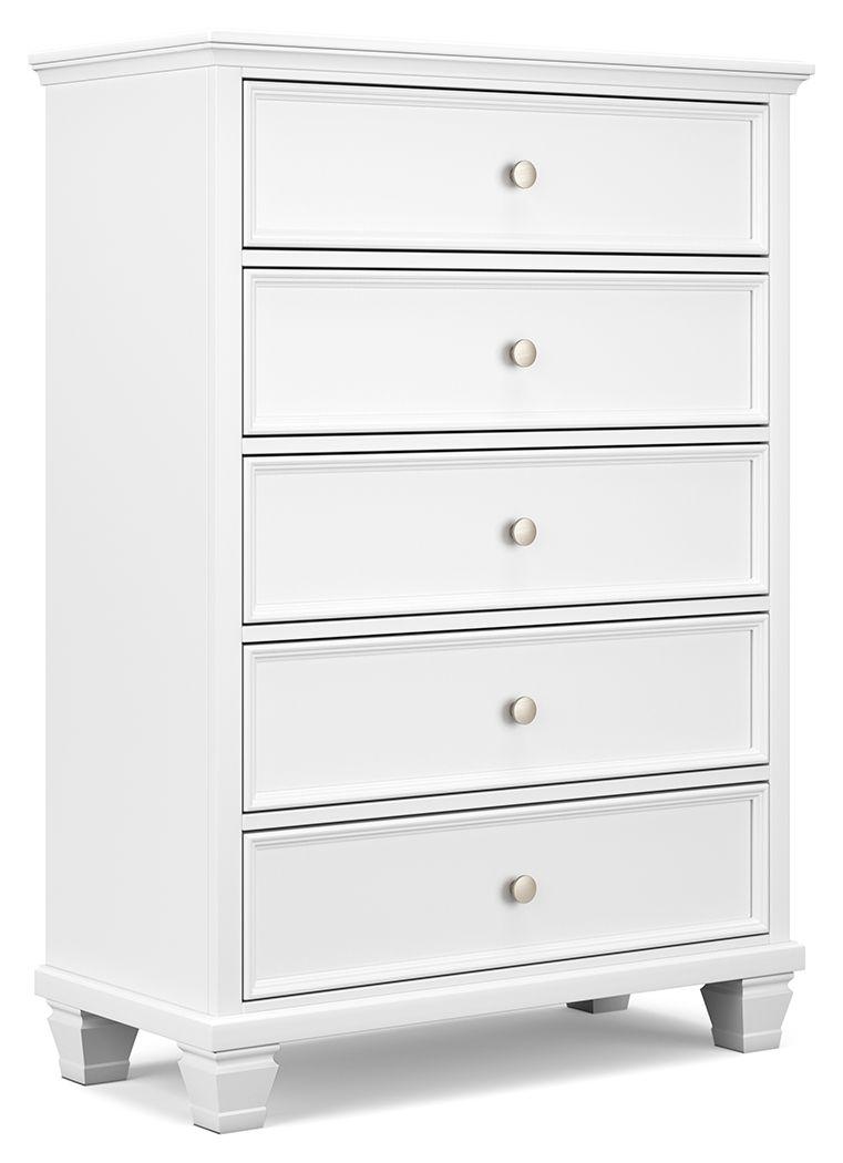 Signature Design by Ashley® - Fortman - White - Five Drawer Chest - 5th Avenue Furniture