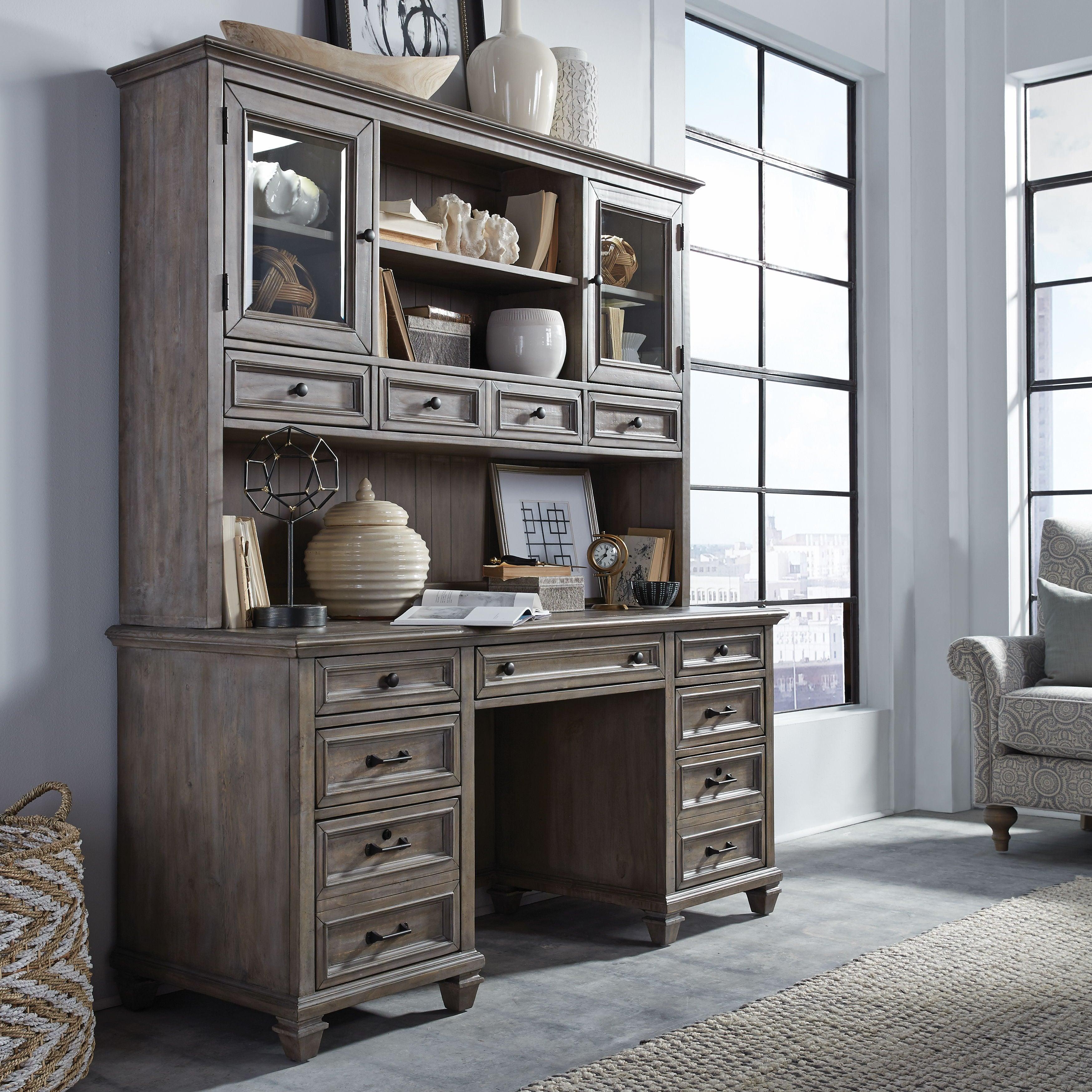 Magnussen Furniture - Lancaster - Credenza With Hutch - Dove Tail Grey - 5th Avenue Furniture