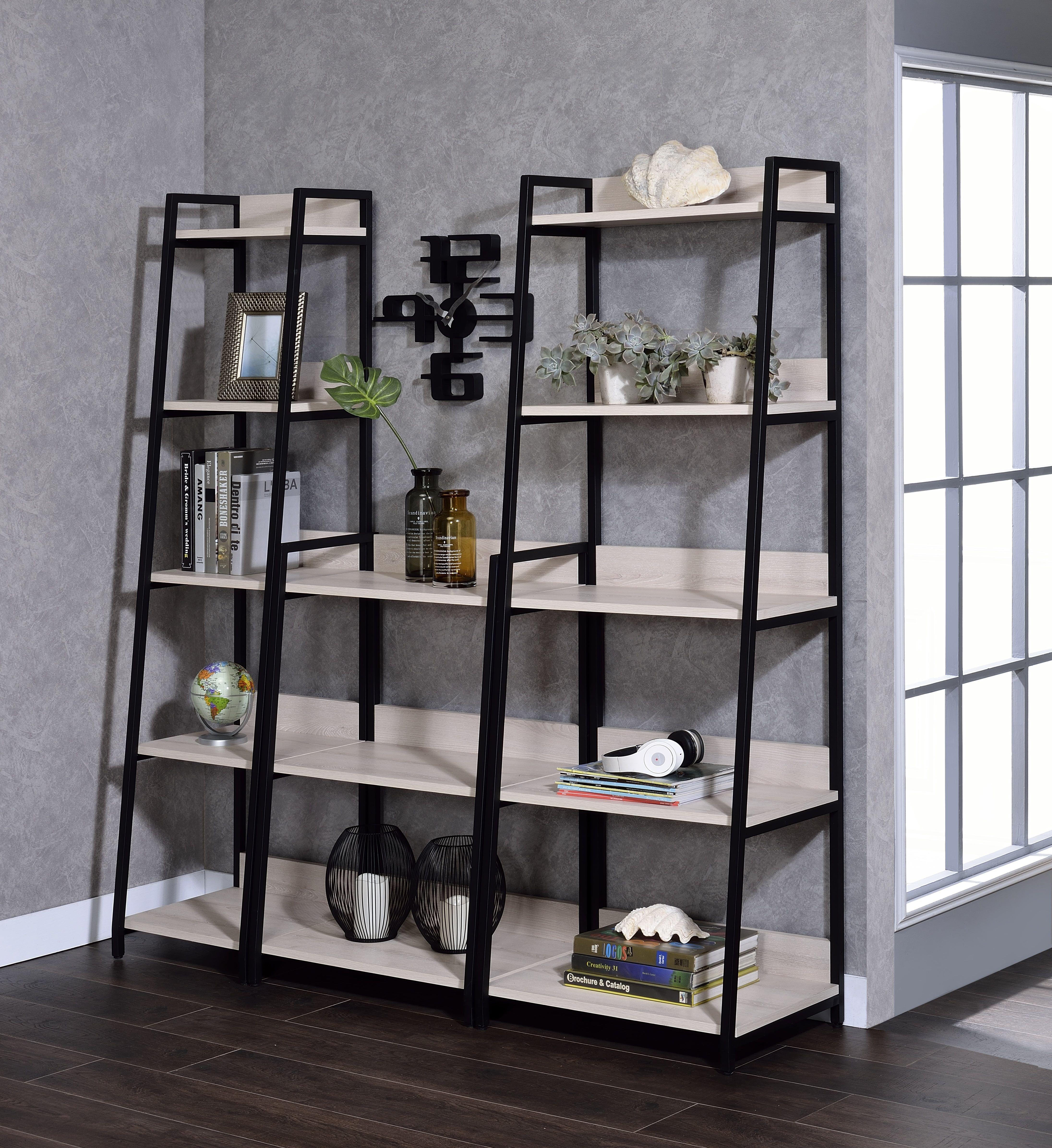 ACME - Wendral - Bookshelf - Natural & Black - 67" - 5th Avenue Furniture