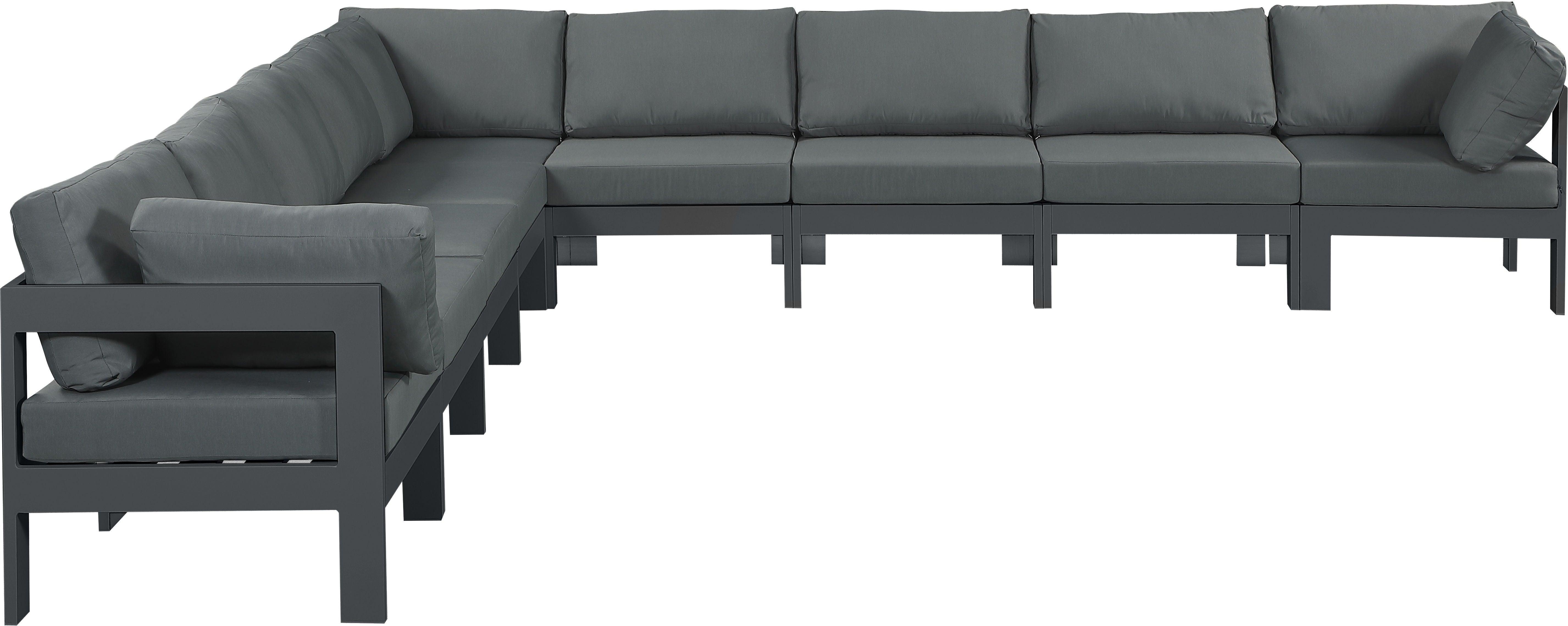 Meridian Furniture - Nizuc - Outdoor Patio Modular Sectional 9 Piece - Grey - Modern & Contemporary - 5th Avenue Furniture