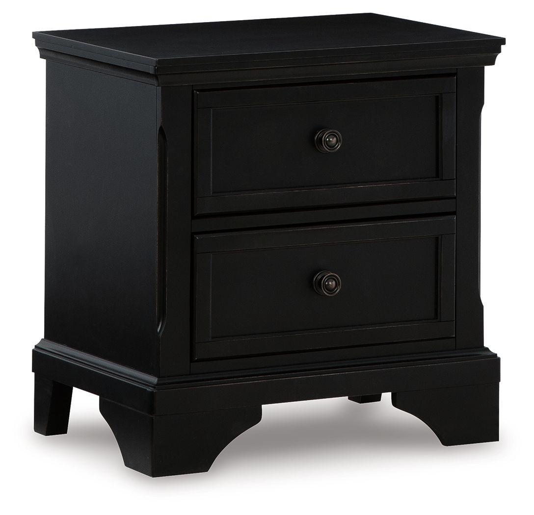 Signature Design by Ashley® - Chylanta - Black - Two Drawer Night Stand - 5th Avenue Furniture