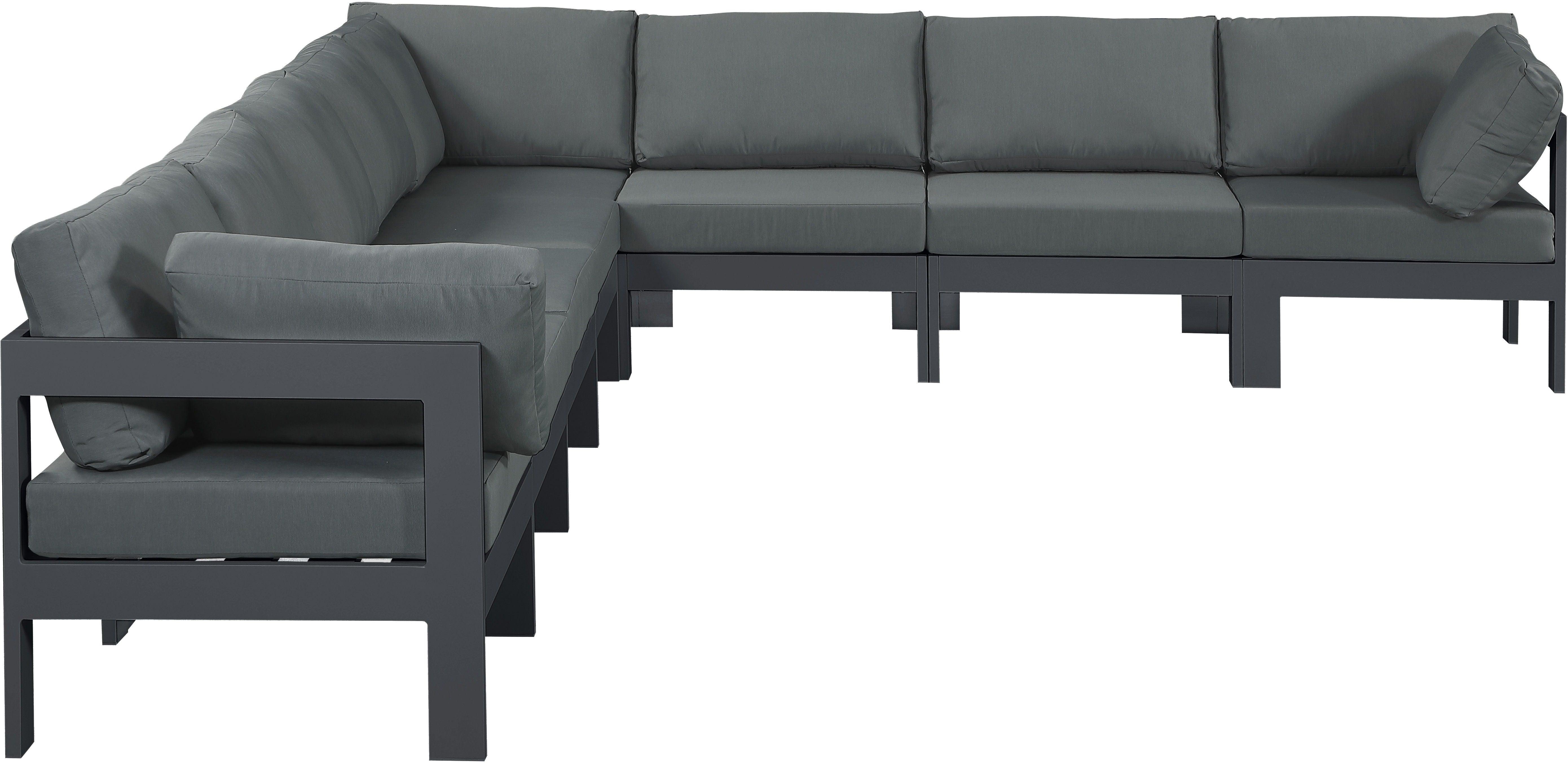 Meridian Furniture - Nizuc - Outdoor Patio Modular Sectional 8 Piece - Grey - Fabric - Modern & Contemporary - 5th Avenue Furniture