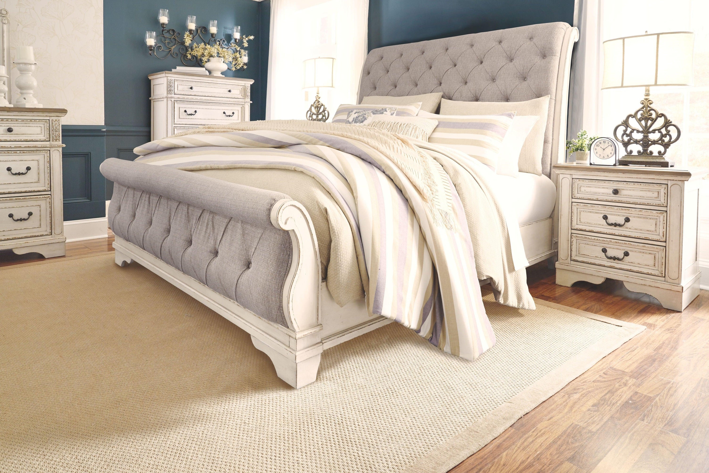 Signature Design by Ashley® - Realyn - Upholstered Sleigh Bed - 5th Avenue Furniture