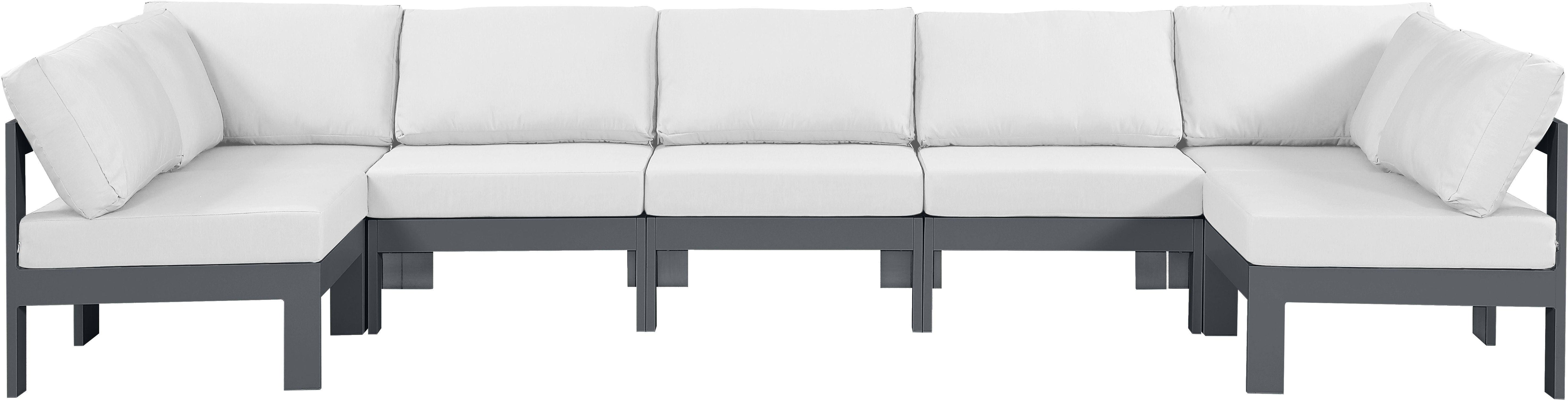 Meridian Furniture - Nizuc - Outdoor Patio Modular Sectional 7 Piece - White - Modern & Contemporary - 5th Avenue Furniture